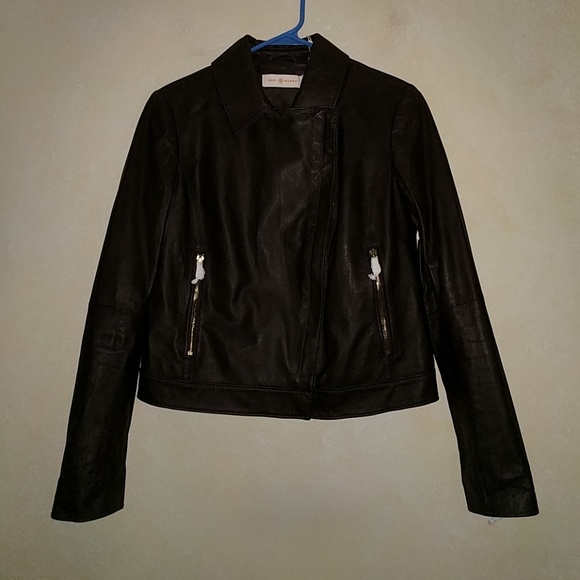 Tory Burch Dark Brown Leather Motorcycle Jacket - Picture 4 of 6